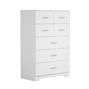 English Elm Wooden Seven Drawer Vertical Organizer with Built-in Outlet for Bedroom or Office White T3210P477355