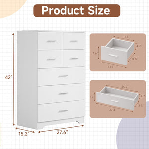 English Elm Wooden Seven Drawer Vertical Organizer with Built-in Outlet for Bedroom or Office White T3210P477355