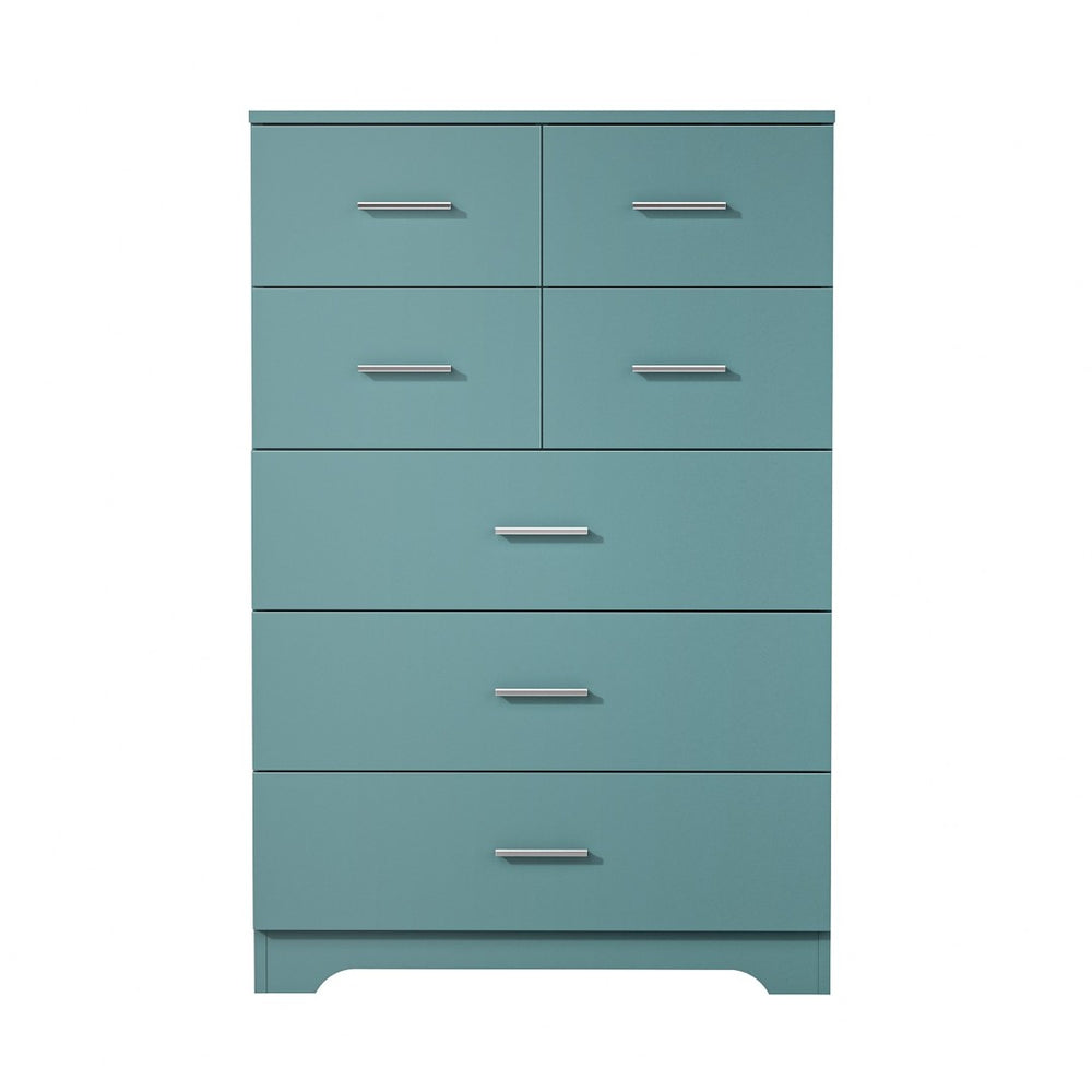 English Elm Wooden Seven Drawer Vertical Organizer with Built-in Outlet for Bedroom or Office Light Green T3210P477357
