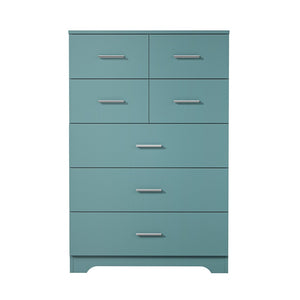 English Elm Wooden Seven Drawer Vertical Organizer with Built-in Outlet for Bedroom or Office Light Green T3210P477357
