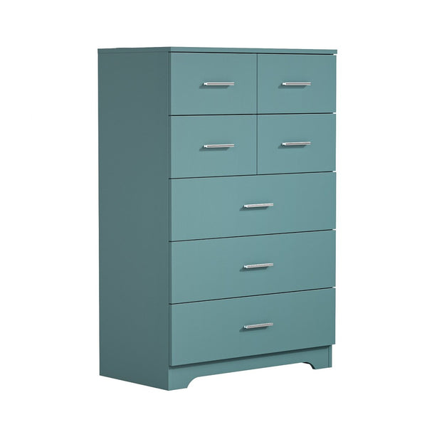 English Elm Wooden Seven Drawer Vertical Organizer with Built-in Outlet for Bedroom or Office Light Green T3210P477357