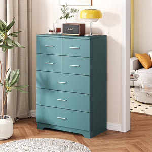 English Elm Wooden Seven Drawer Vertical Organizer with Built-in Outlet for Bedroom or Office Light Green T3210P477357