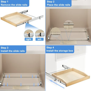 English Elm Single Pull Out Cabinet Organizer Solid Birch Oak Shelf with Soft Close Full Extension Rails T3210P516293