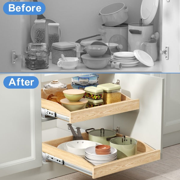 English Elm Single Pull Out Wood Shelf Organizer Birch Oak Base Cabinet Soft Close Kitchen T3210P516294