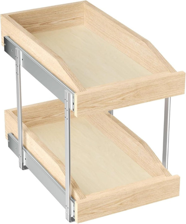 English Elm 2 Tier Birch Oak Slide Out Cabinet Organizer Soft Close Pantry Kitchen Storage T3210P516295