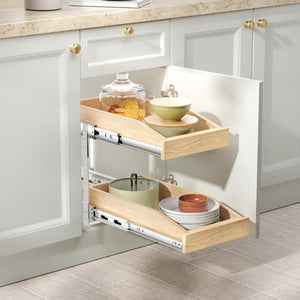 English Elm 2 Tier Birch Oak Slide Out Cabinet Organizer Soft Close Pantry Kitchen Storage T3210P516295