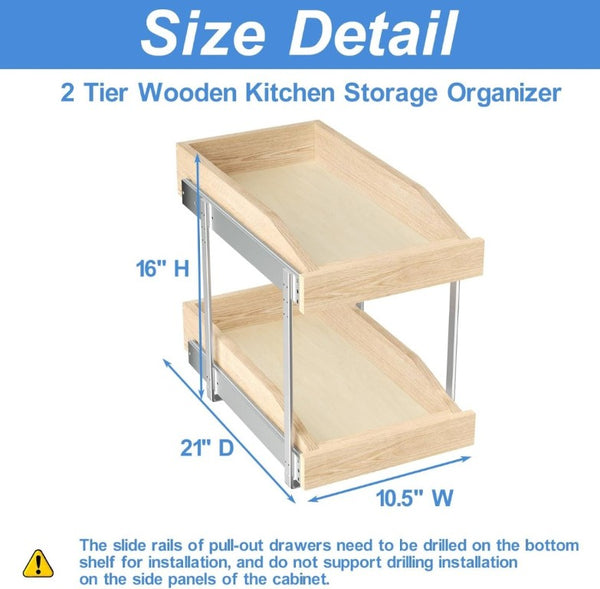 English Elm 2 Tier Birch Oak Slide Out Cabinet Organizer Soft Close Pantry Kitchen Storage T3210P516295