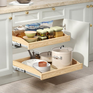 English Elm Single Pull Out Cabinet Shelf Solid Birch Oak Wood Soft Close Kitchen Organizer T3210P516296