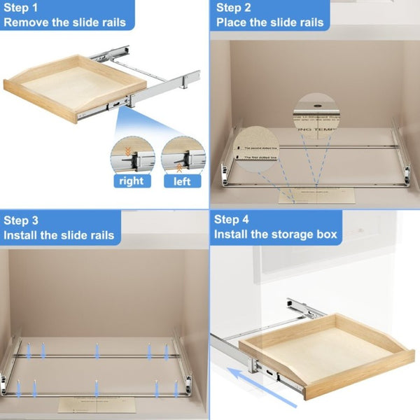 English Elm Pull Out Cabinet Organizer Solid Birch Oak Soft Close Full Extension Kitchen Shelf T3210P516297