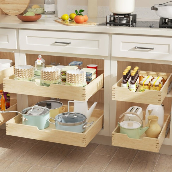 English Elm Pull Out Cabinet Organizer Solid Birch Oak Soft Close Full Extension Kitchen Shelf T3210P516297