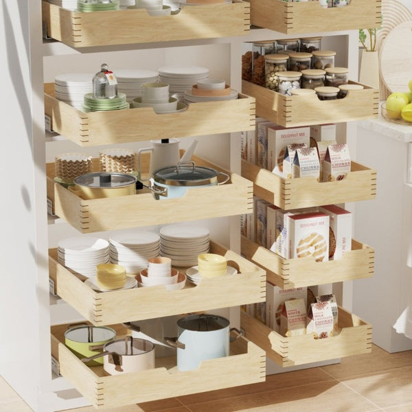 English Elm Pull Out Cabinet Organizer Solid Birch Oak Soft Close Full Extension Kitchen Shelf T3210P516297