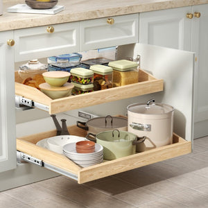 English Elm Single Pull Out Wood Shelf Organizer Soft Close Birch Oak Base Cabinet Storage T3210P516298