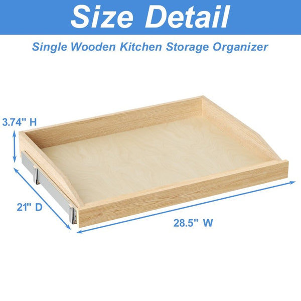 English Elm Single Pull Out Wood Shelf Organizer Soft Close Birch Oak Base Cabinet Storage T3210P516298