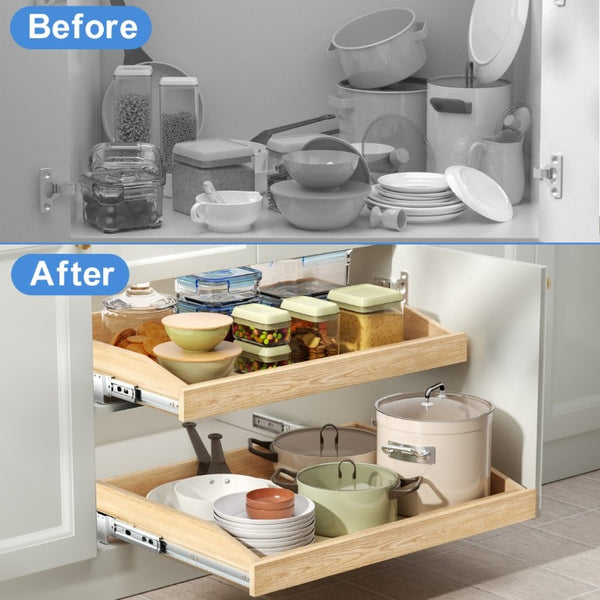 English Elm Single Pull Out Wood Shelf Organizer Soft Close Birch Oak Base Cabinet Storage T3210P516298