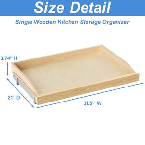 English Elm Single Pull Out Cabinet Shelf Solid Birch Oak Wood Soft Close Kitchen Base Organizer T3210P516299