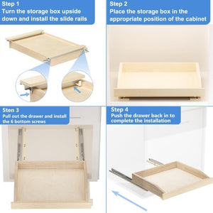 English Elm Single Pull Out Cabinet Shelf Solid Birch Oak Wood Soft Close Kitchen Base Organizer T3210P516299