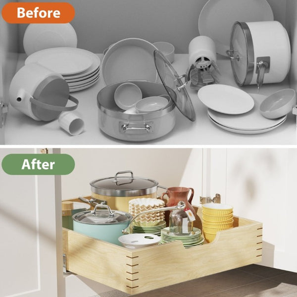 English Elm Pull Out Kitchen Cabinet Organizer Birch Oak Soft Close Slide with 100 Lb Capacity T3210P516307