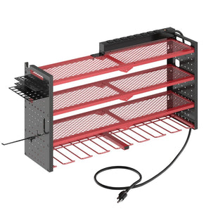 English Elm 33 Inch Steel Wall Mounted Drill Rack with 8 Outlet Charging Station for Garage T3210P530631