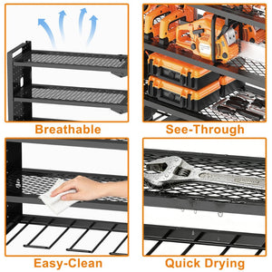 English Elm 33 Inch Modular Wall Mounted Tool Organizer with 8 Outlet Charging Station and Drill Rack T3210P530632