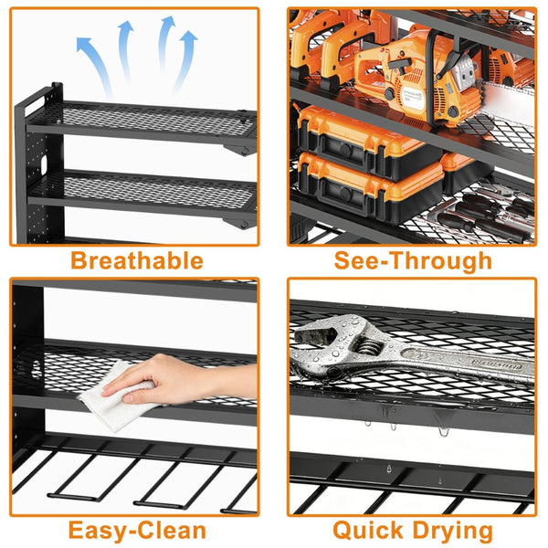 English Elm 33 Inch Modular Wall Mounted Tool Organizer with 8 Outlet Charging Station and Drill Rack T3210P530632