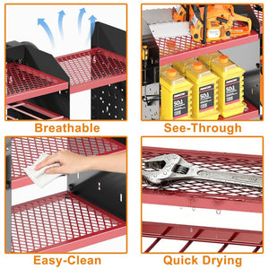 English Elm 40 Inch Steel Wall Drill Rack with Built-In 8-Outlet Charging Station for Garage Workshops T3210P530634