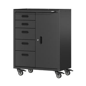 English Elm Metal Rolling Tool Cabinet with Five Drawers Locking Door and Casters for Garage T3210P530927