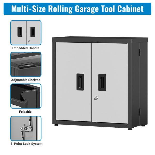 English Elm Metal Rolling Tool Cabinet with Ball Bearing Drawers Lockable Storage for Garage T3210P530928