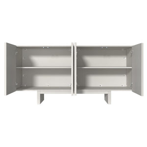 English Elm 63''Wide Creamy White Sideboard with Leaf Panel Doors and Adjustable Shelving Storage T3609P548680