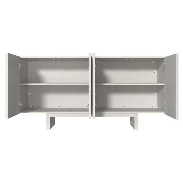 English Elm 63''Wide Creamy White Sideboard with Leaf Panel Doors and Adjustable Shelving Storage T3609P548680