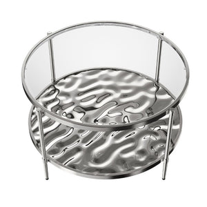 English Elm 31.5 Inch Two Tier Stainless Steel Glass Coffee Table Modern Industrial Living Room T3609P548681