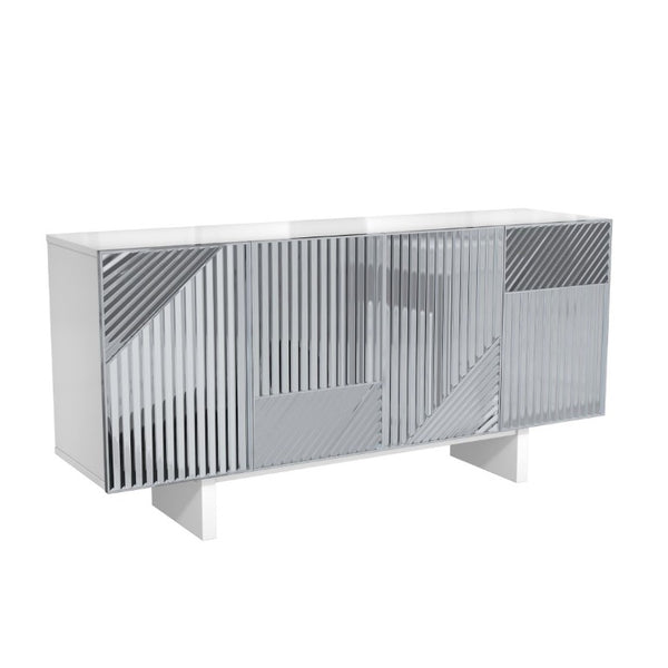 English Elm 4-Door Stainless Steel Sideboard Modern Push Open Storage Cabinet for Living Room T3609P548684