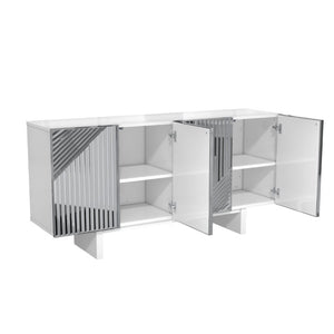 English Elm 4-Door Stainless Steel Sideboard Modern Push Open Storage Cabinet for Living Room T3609P548684