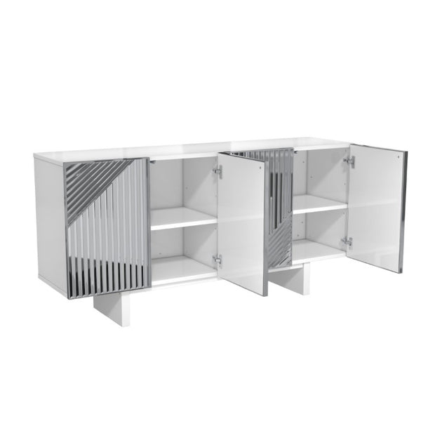 English Elm 4-Door Stainless Steel Sideboard Modern Push Open Storage Cabinet for Living Room T3609P548684