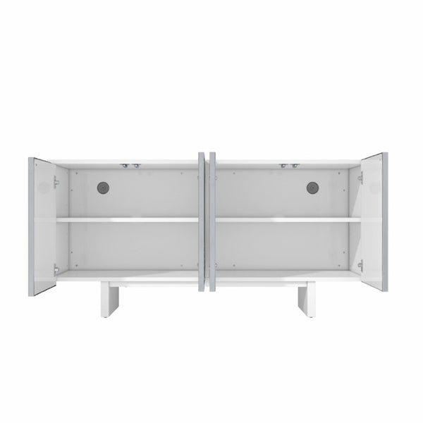 English Elm 4-Door Stainless Steel Sideboard Modern Push Open Storage Cabinet for Living Room T3609P548684