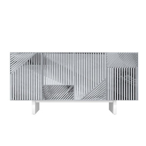 English Elm 4-Door Stainless Steel Sideboard Modern Push Open Storage Cabinet for Living Room T3609P548684