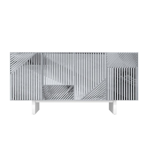 English Elm 4-Door Stainless Steel Sideboard Modern Push Open Storage Cabinet for Living Room T3609P548684
