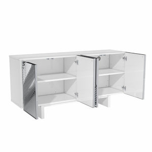 English Elm 4-Door Stainless Steel Sideboard Modern Push Open Storage Cabinet for Living Room T3609P548684