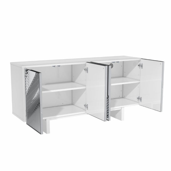 English Elm 4-Door Stainless Steel Sideboard Modern Push Open Storage Cabinet for Living Room T3609P548684