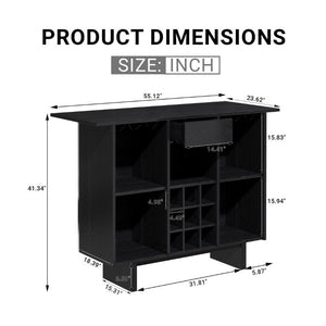English Elm Coffee Bar Cabinet with Stainless Steel Back Wine Rack and Open Storage Bays T3609P548685