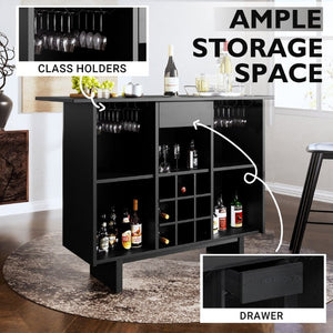 English Elm Coffee Bar Cabinet with Stainless Steel Back Wine Rack and Open Storage Bays T3609P548685