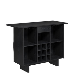 English Elm Coffee Bar Cabinet with Stainless Steel Back Wine Rack and Open Storage Bays T3609P548685