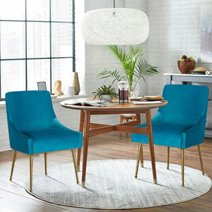 English Elm Velvet Upholstered Dining Arm Chairs with Brass Legs Mid-Century Style Set of 2 T3609P548687