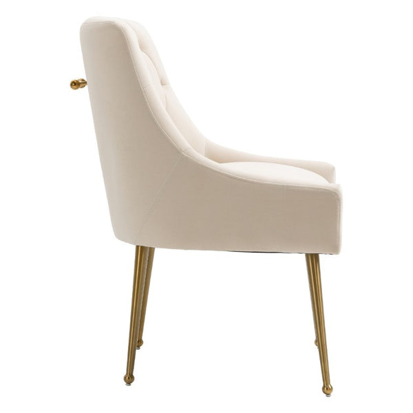 English Elm Tufted Velvet Dining Chairs with Gold Legs Button Back Glam Set of Two T3609P548688