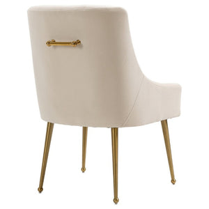 English Elm Tufted Velvet Dining Chairs with Gold Legs Button Back Glam Set of Two T3609P548688