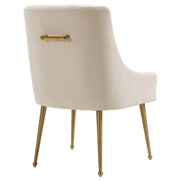 English Elm Tufted Velvet Dining Chairs with Gold Legs Button Back Glam Set of Two T3609P548688