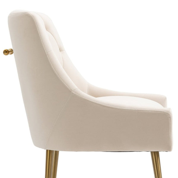 English Elm Tufted Velvet Dining Chairs with Gold Legs Button Back Glam Set of Two T3609P548688