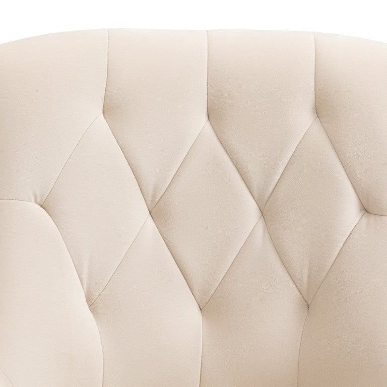 English Elm Tufted Velvet Dining Chairs with Gold Legs Button Back Glam Set of Two T3609P548688