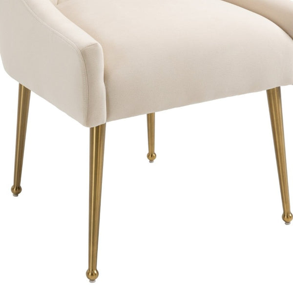 English Elm Tufted Velvet Dining Chairs with Gold Legs Button Back Glam Set of Two T3609P548688