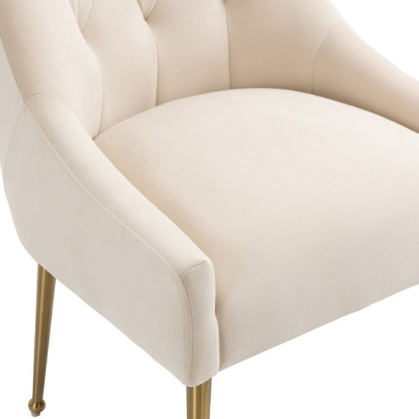 English Elm Tufted Velvet Dining Chairs with Gold Legs Button Back Glam Set of Two T3609P548688