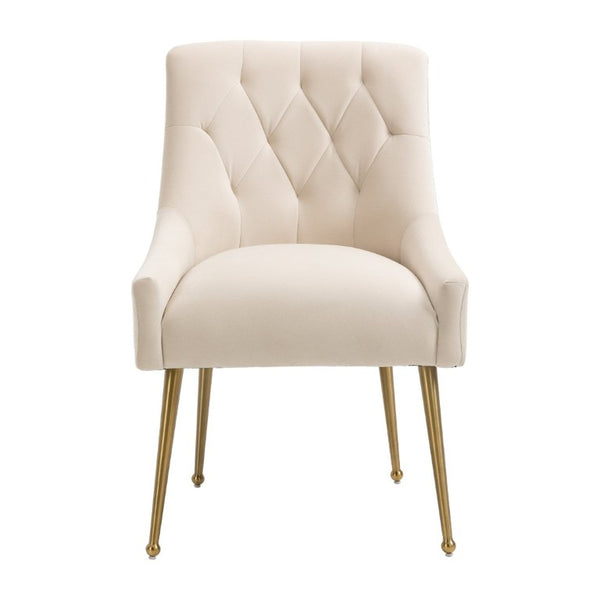English Elm Tufted Velvet Dining Chairs with Gold Legs Button Back Glam Set of Two T3609P548688